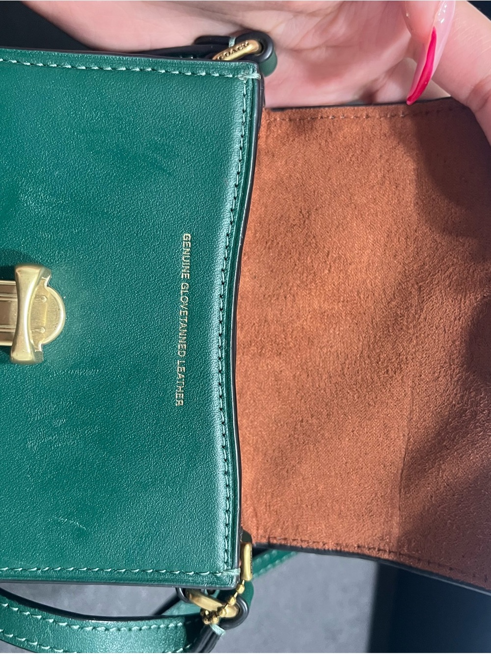 Coach Emerald Green Leather Crossbody with Gold C Turnlock - Picture 9 of 11
